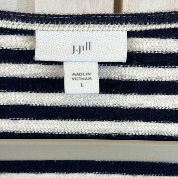 J Jill Top Size Large Cotton Nautical Striped Blue White - Picture 13 of 15